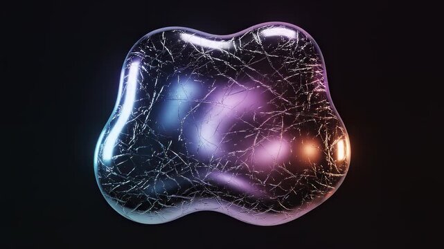 Fluid organic shapes morphing with iridescent light and subtle network texture on dark background