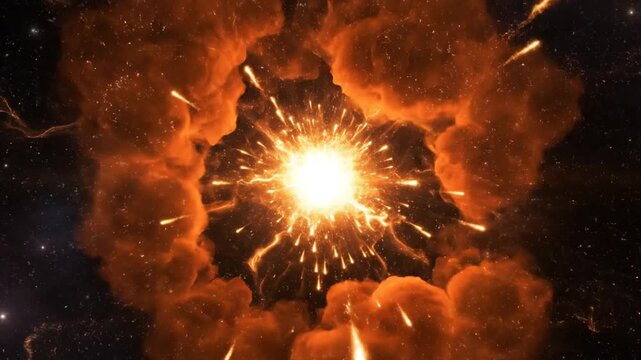 Supernova space explosion with radiating particles in deep dark galaxy