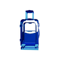Fototapeta premium Abstract blue wireframe travel suitcase concept isolated on transparent background for tourism and modern luggage design ideas.