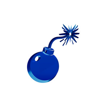 Metallic blue bomb with lit sparkling fuse 3d design element ideal for game assets and explosive visual concepts.