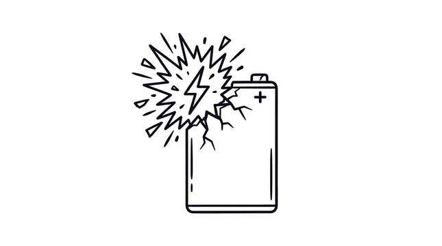 Smartphone battery exploding with lightning spark effect