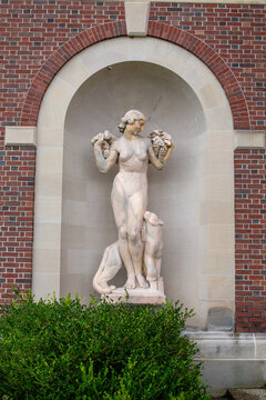 Historic Statue Outside Hall of Springs in Saratoga Springs New York