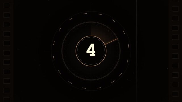 Vintage film countdown clock with the number two displayed on a dark cinematic background