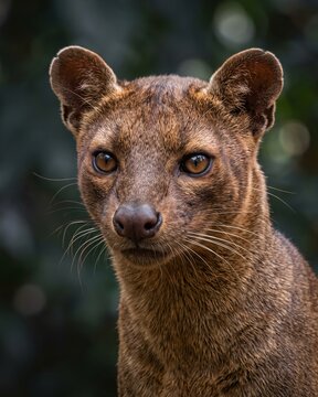 Close-up of a fossa's face (Cryptoprocta ferox).