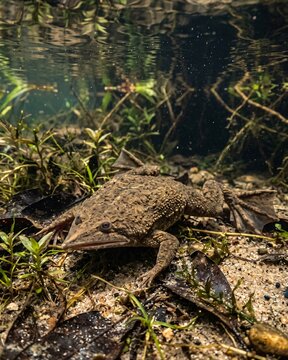 Surinam Toad  in Its Aquatic Habitat (Pipa pipa).