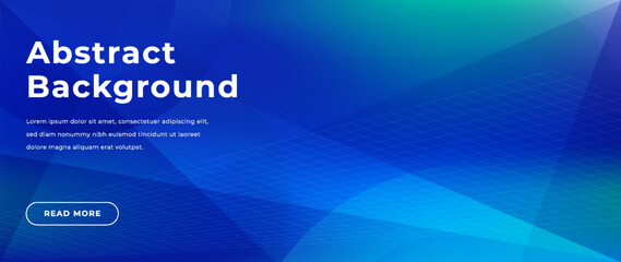 Plakat Modern blue geometric abstract gradient background with layered triangular shapes, subtle grid texture. Professional digital backdrop with copy space for technology, business, presentations, websites