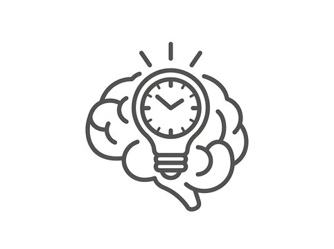 Creative brain with lightbulb and clock icon illustration