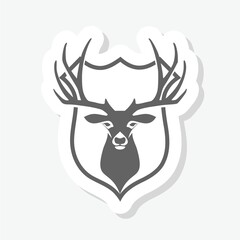Naklejka premium Deer on shield sign icon sticker isolated on gray background