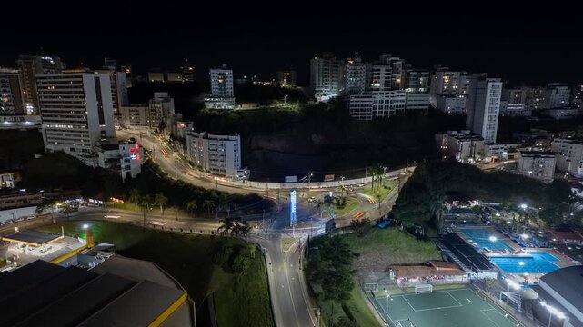 Night Timelapse Over Urban Intersection in Juiz de Fora Brazil