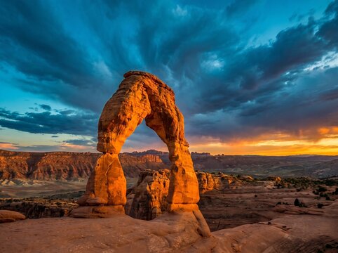 delicate arch at sunset