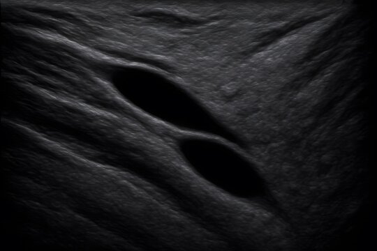 Lower leg vein ultrasound. Vascular sonography. Detailed grayscale imaging. Clinical medical scan