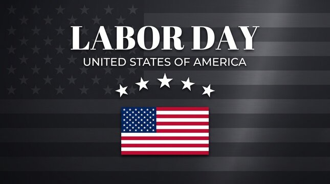 Labor Day United States of America banner, patriotic American flag background, dark elegant holiday celebration graphic