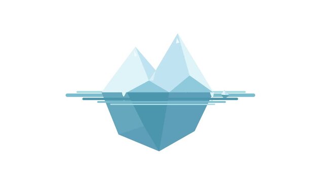 Flat 2D melting glacier illustration showing dripping ice and gradual ice loss