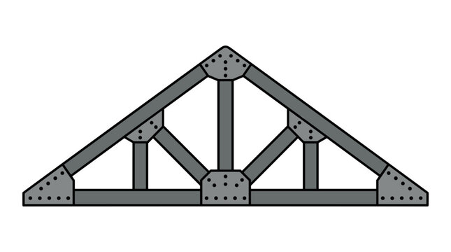 Steel roof truss schematic vector icon for building construction, architectural engineering, and industrial framework projects