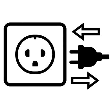 Power plug socket icon set energy saving, electricity plug-in and unplug symbol save energy and eco friendly concept illustration