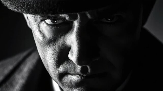 Close-up Portrait of a Serious Man in a Flat Cap