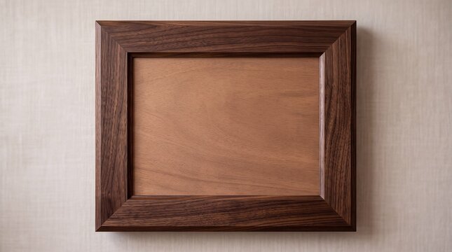 A plain, empty wooden picture frame rests against a textured wall, ready to display cherished memories or artwork.