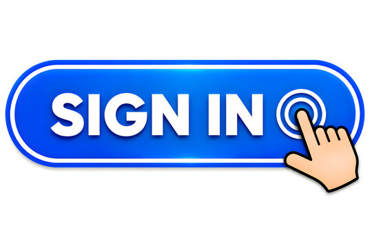 Hand clicking blue sign in button on digital login screen for secure user access and authentication