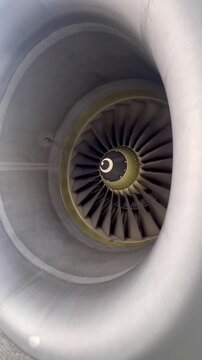 Jet blade engine close up from right side.