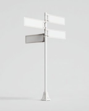 Blank White Directional Signpost Mockup