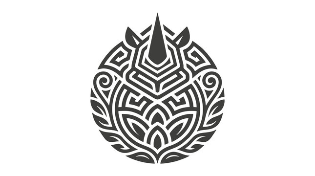 Javan Rhino and Lotus Flower Abstract Batik