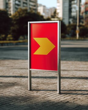 Outdoor Metal Signage Mockup with Arrow