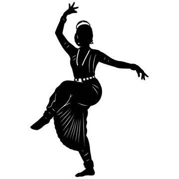 Indian Classical Odissi Dancer Silhouette Vector Illustration