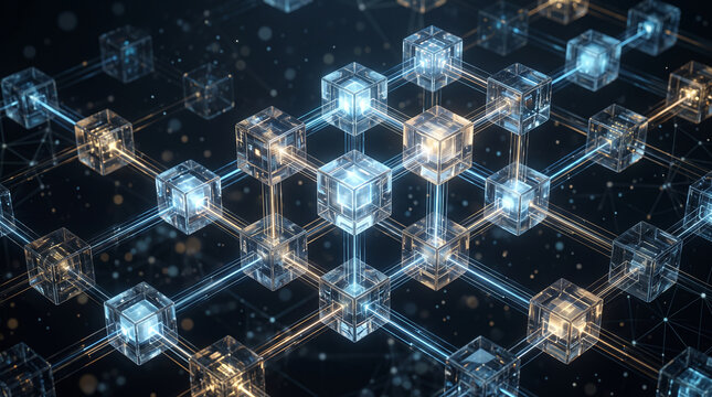 Interconnected Digital Cubes Forming a Futuristic Blockchain and Data Network