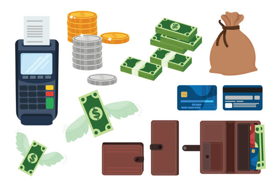 Cartoon Finance and Money Elements Set