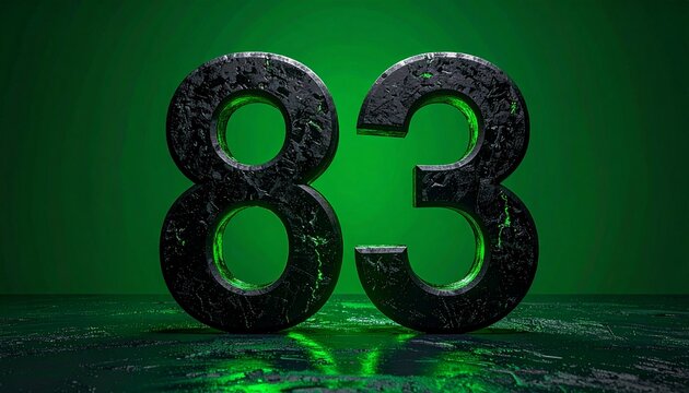 Cinematic Dark Textured Number 83 Centered on Green Screen Surface