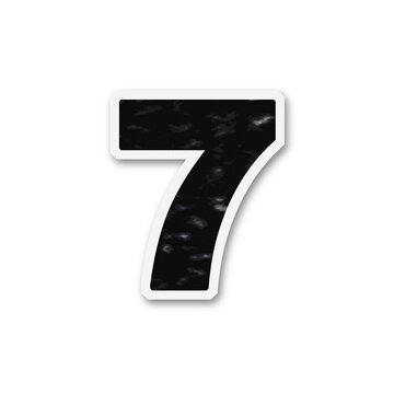 A number seven with a torn paper texture is presented on transparent background numeral digit figure ripped fragmented material graphic design element