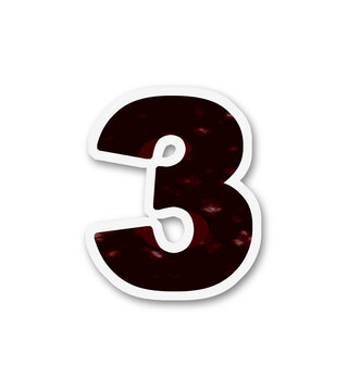 Digit three with a torn paper effect is presented on transparent background number numeral typography font design graphic element illustration style texture