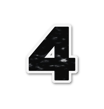 The number four is depicted with a torn paper texture and a white outline on transparent background digit numeric fragmented ripped graphic
