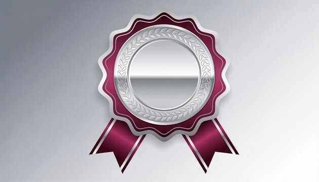 silver award medal, luxury vintage seal, achievement symbol, quality blank label, premium silver badge, guarantee seal, round emblem, winner trophy icon