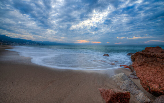 waves lapping at the sandy beach, Puerta Vallarta Mexico