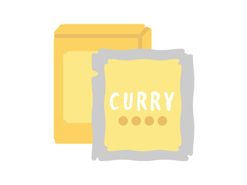 レトルト食品　カレー　非常食　イラスト