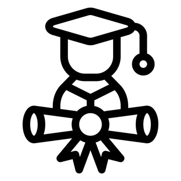 University Graduate Student Diploma Line Icon