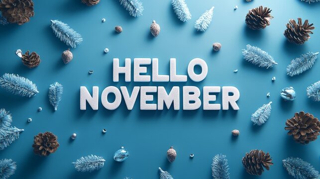 Hello november blue winter greeting