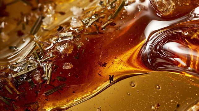 Herb Infused Cooking Oil With Spices and Aromatic Seasonings in Macro Close Up