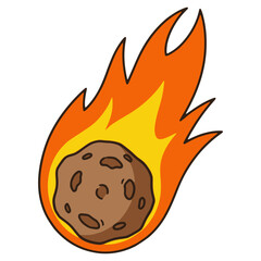 burning explosive asteroid meteor outer space object flat color vector illustration template design © katsumatakun