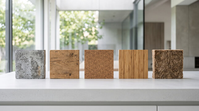 Sustainable Building Material Samples Displayed in a Modern Interior