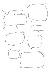 Fototapeta premium Nazwy oryginalne: Hand drawn doodle speech bubble boxes, rectangular comic dialogue frames, black outline sketch set