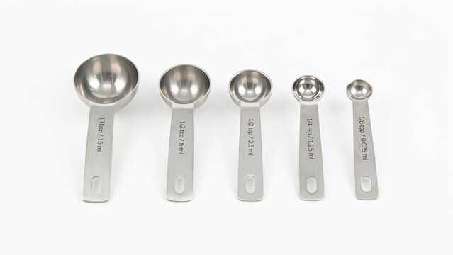 Set of stainless steel measuring spoons