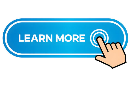 Hand clicking Learn More button for online education and digital training courses