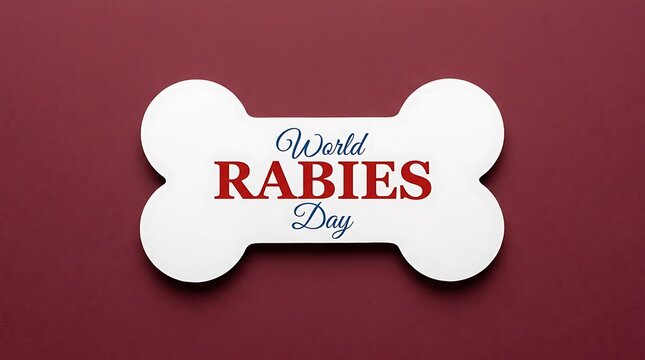 World rabies day text on bone shape over dark red background