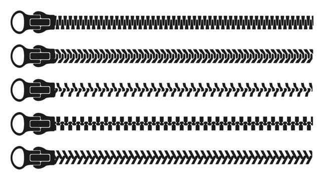 Zipper seamless collection. Zipper brush elements. Fasteners patterns - vector