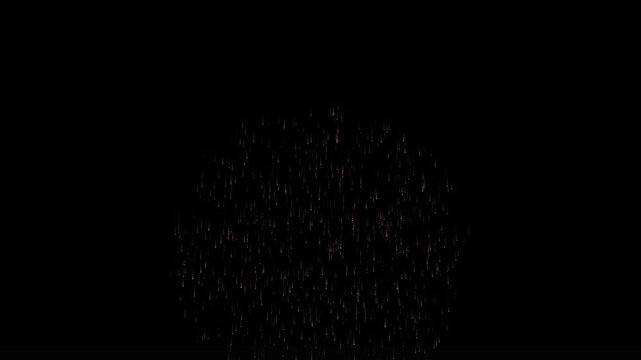 Colorful fireworks burst, explode, and fall on a black background. This is an animated fireworks display for New Year's Eve, party celebrations, or festivals.