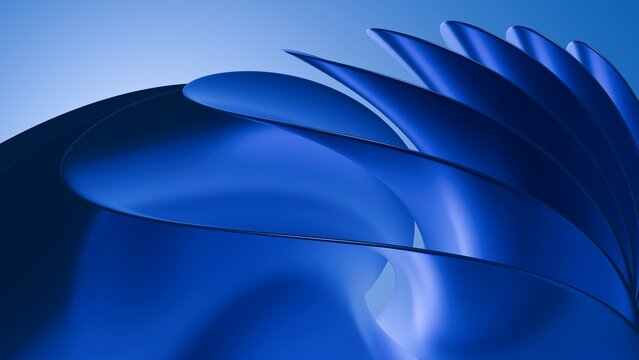 Abstract 3D modern blue curved waves wallpaper design, ideal for technology backgrounds, corporate presentations, digital banner art, poster covers, and website hero headers