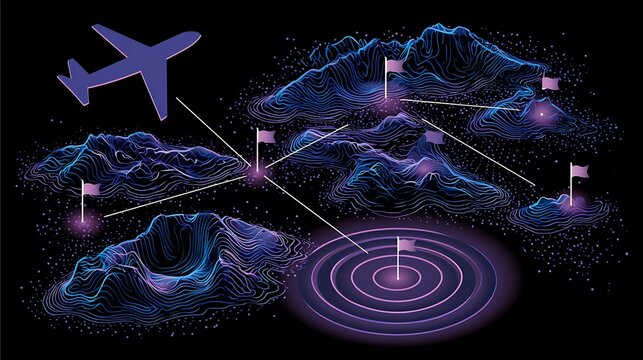 Tactical drone mission interface displaying a 3D topographic mesh with contour lines