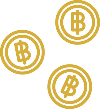 Thai Baht Minimalist Gold Coin Line Art Icon